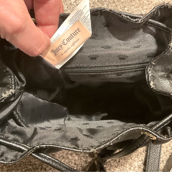 Juicy Couture Convertible Crossbody Purse or a Mini Backpack, black & gold, EUC - Picture 5 of 9